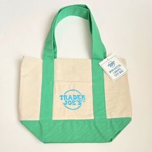 Trader Joe's Green Pastel Mini Canvas Tote - New